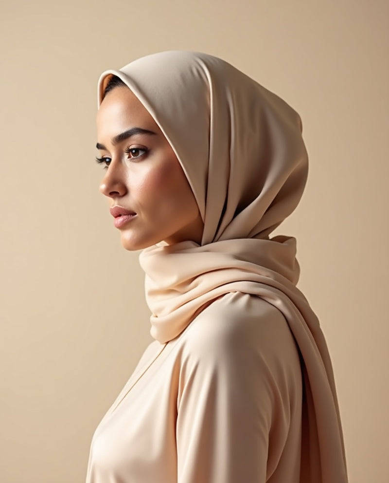 Silk Chiffon Hijab — Champagne Pearl