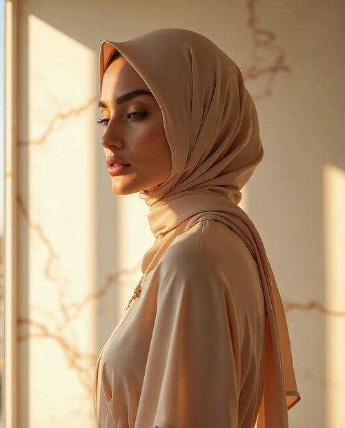 Silk Chiffon Hijab — Champagne Pearl